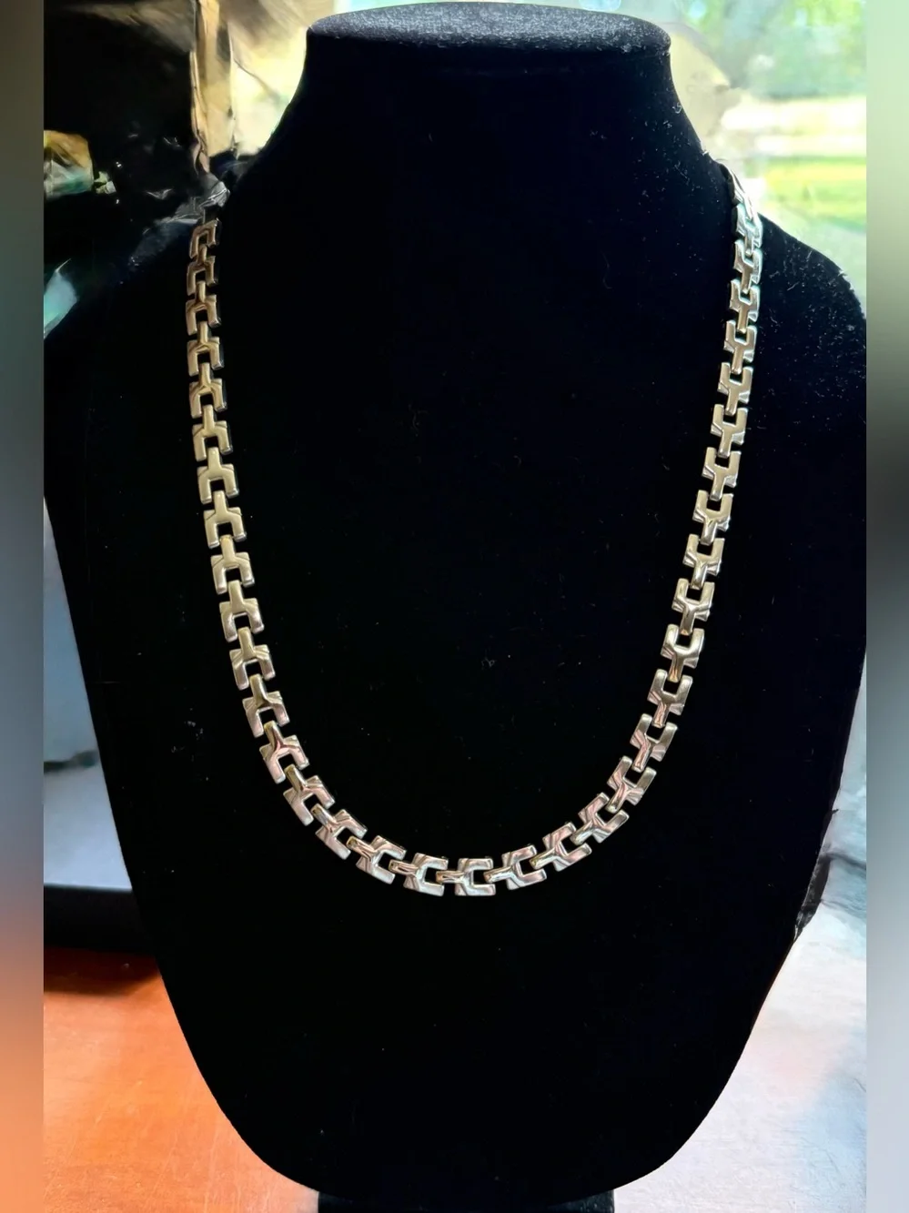 Classic Stainless Steel Interlocking Geometric Link Design 24” Chain